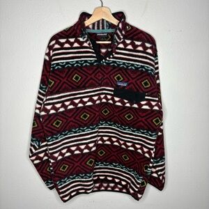 Patagonia Synchilla Sweater Mens Medium Red Saltillo Cinder Snap T Fleece